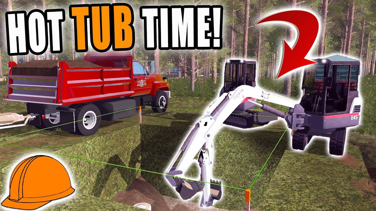 DIGGING OUT HOT TUB HOLE WITH MINI BOBCAT EXCAVATOR | FARMING SIMULATOR 2017