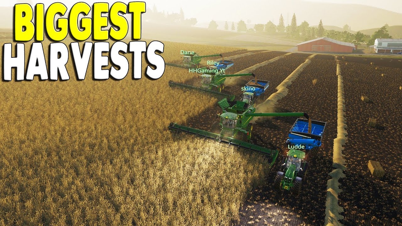 Biggest Multiplayer Farm Crew Harvest Biggest Fields | Farming Simulator 19 Gameplay