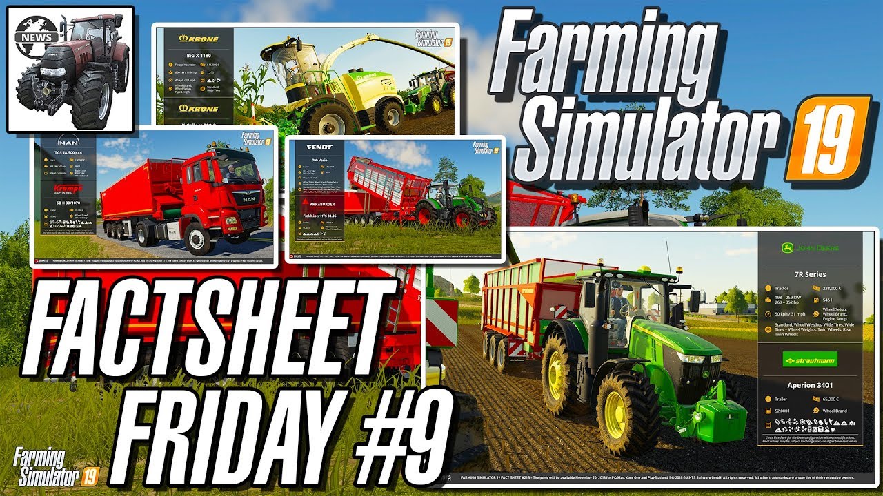 All NEW Farming Simulator 19 FACTSHEETS Episode #9 | John Deere Tractor, Krone Big X & More!