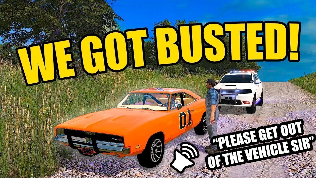 DUKES OF HAZARD ROLEPLAY- RUNNING FROM ROSCO WITH THE GENERAL LEE | FARMING SIMULATOR 2017