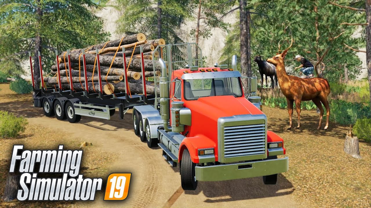 FS19- TRUCKING TIMBER TO THE MILL & ENCOUNTER WITH DEER & BEAR (PLACEABLE)