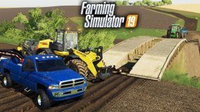 FS19- ROAD CONSTRUCTION! BUILDING A ROAD ACROSS FARM FIELDS & BUILDING A BRIDGE