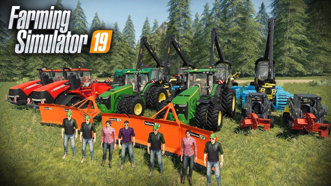 FS19-BRIDGE CONSTRUCTION WITH 8 MAN CREW! 4 LOGGERS, 2 PUSHERS & 2 STUMP GRINDERS