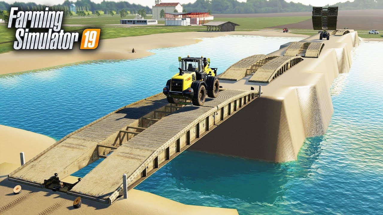 FS19- BRIDGE BUILDING- MAKING A 1/4 MILE LONG BRIDGE ACROSS THE LAKE