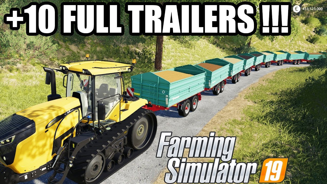 Farming Simulator 19 | +10 FULL TRAILER vs CHALLENGER TRACTOR vs TRAIN !!!