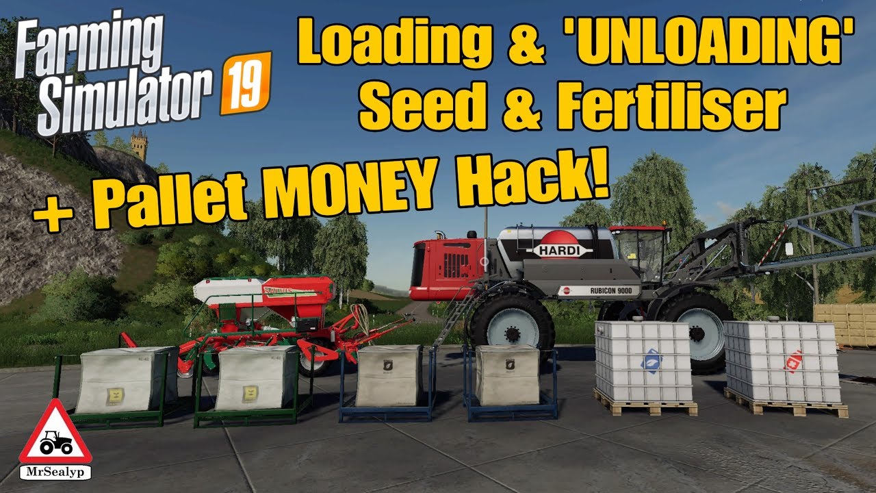 Farming Simulator 19, PS4. Loading & 'UNLOADING' Seed & Fertiliser! + Pallet MONEY Hack!