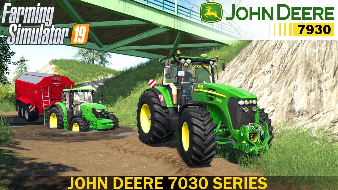 Farming Simulator 19 - JOHN DEERE 7030 SERIES Pulls the Tractor and Trailer out of Dirt