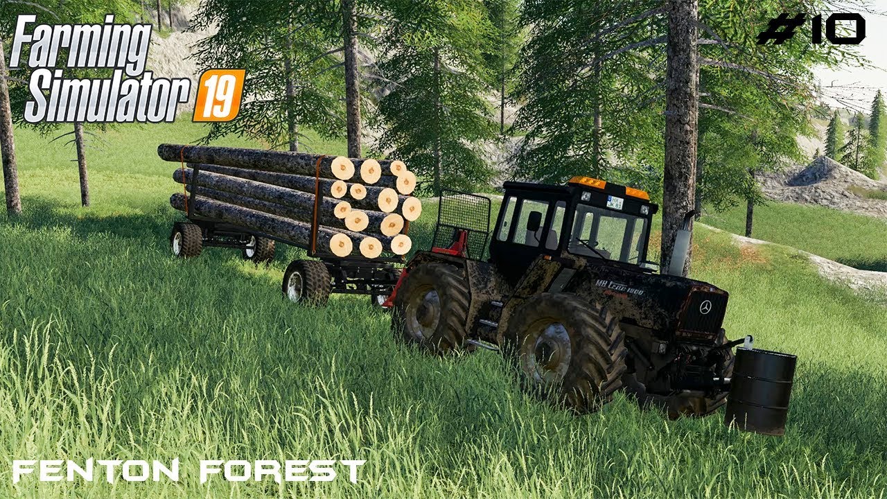 Transporting logs with MB tractor | Forestry on Fenton Forest | Farming Simulator 19 | Episode 10