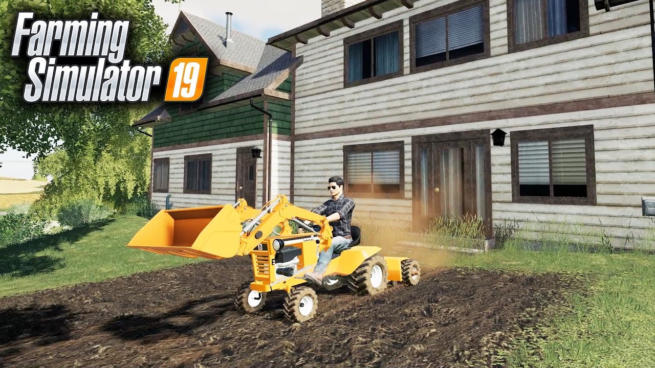 FS19- TILLING UP BACKYARD & CREATING A GARDEN (WITH MINI TRACTOR)