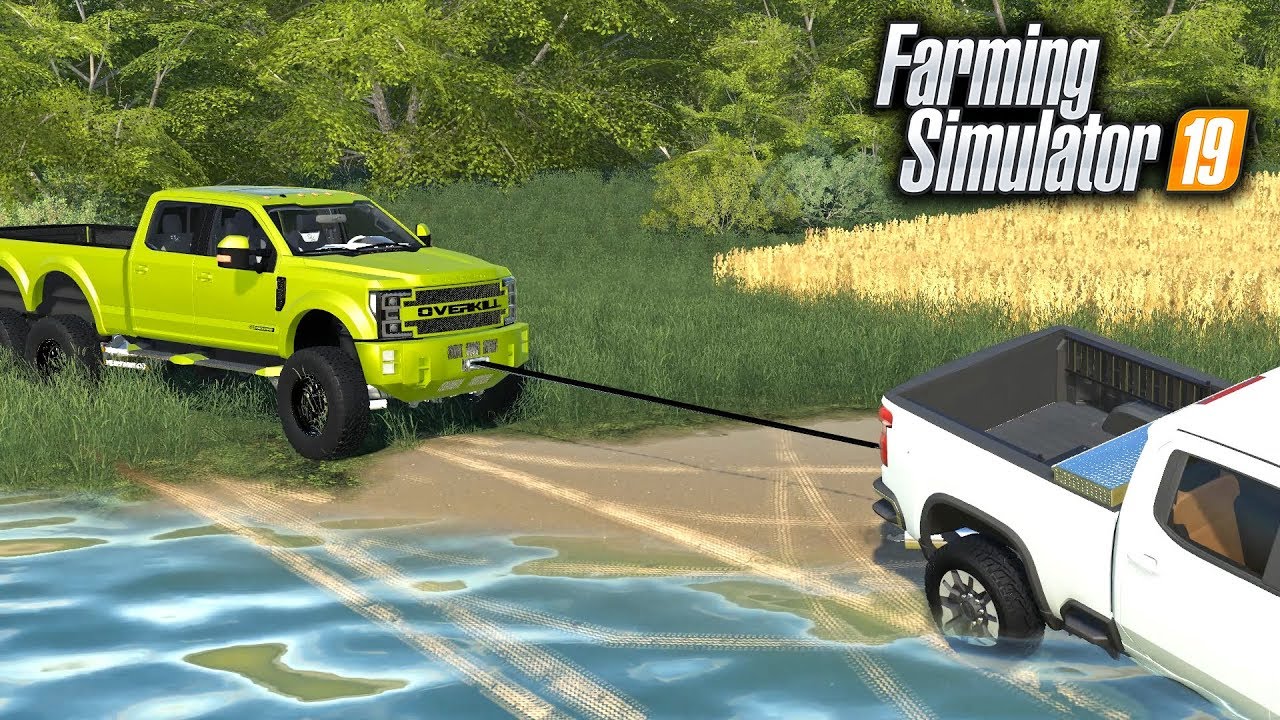 FS19- Winching Cars out of River with MEGA F-550 (20,000 LBS WINCH))