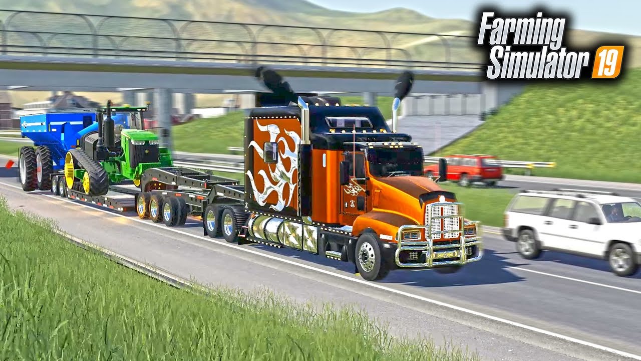 BIG KENWORTH SLEEPER! HAULING $750,000 WORTH OF EQUIPMENT ACROSS COUNTRY | FARMING SIMULATOR 2019