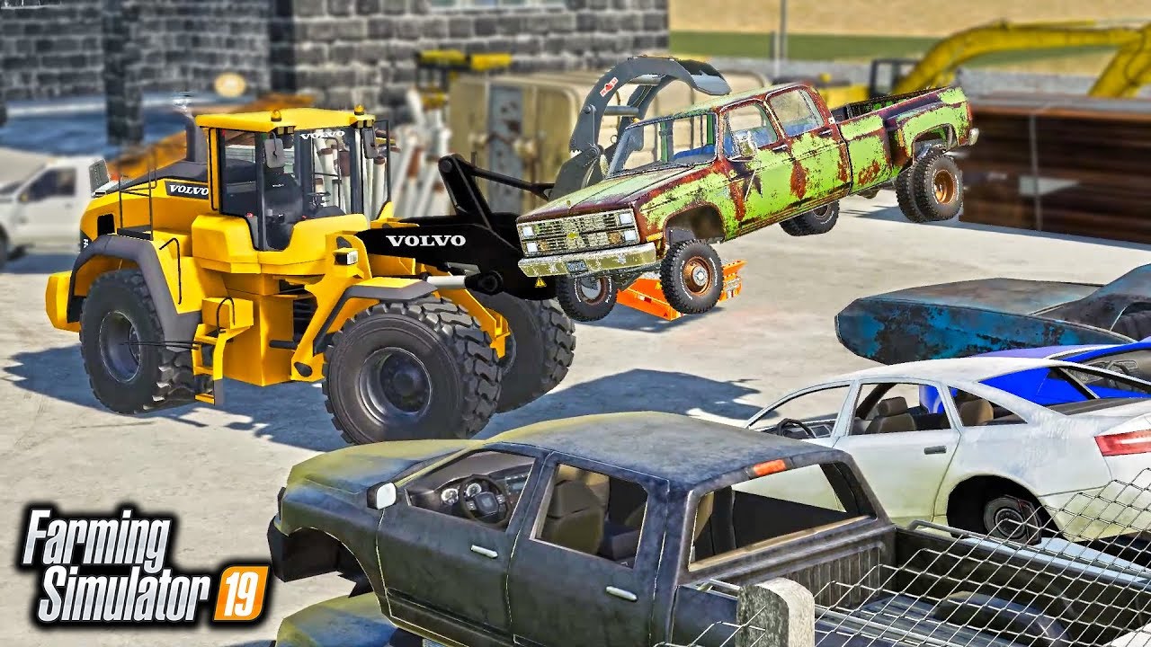 SCRAP YARD! PICKING UP DEAD CARS & TRUCKS FOR CUSTOMERS & SCRAPPING THEM | FARMING SIMULATOR 2019