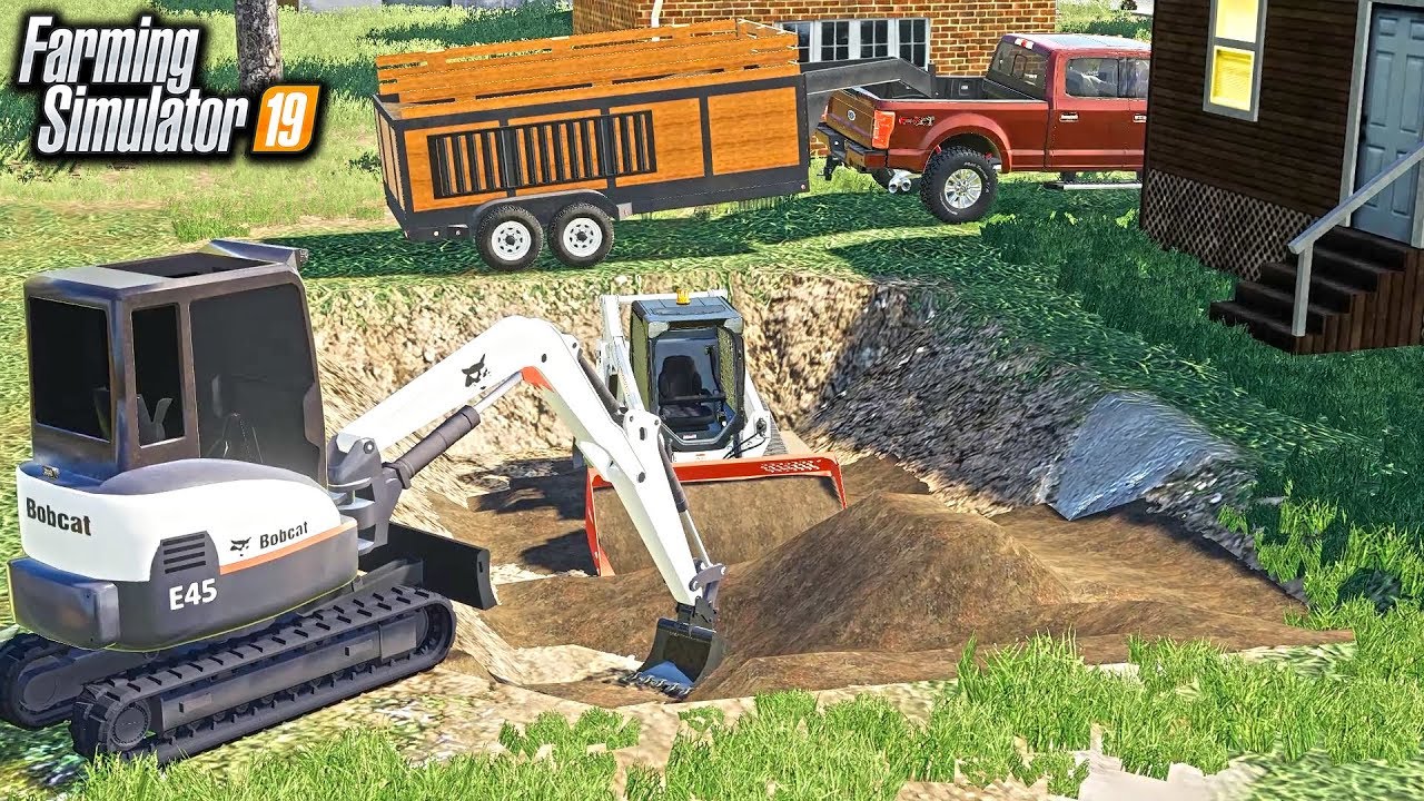 DIGGING A SWIMMING POOL! MOVING 40 TON OF DIRT! | FARMING SIMULATOR 2019