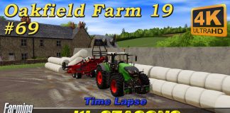 Collecting silage bales, mowing, feeding cows & plowing | Oakfield Farm 19 | FS19 TimeLapse #69 | 4K