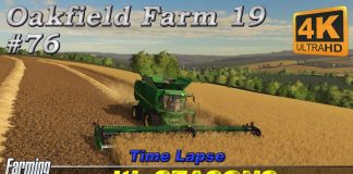 Autumn Harvesting. Harvesting oat & wheat, baling straw | Oakfield Farm 19 | FS19 TimeLapse #76 | 4K