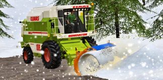 COMBINE SNOW PLOUGHING Driving on a Frozen Lake Farming Simulator 19