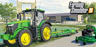 MOWING OUR TRUCK DEALERSHIP WITH A NEW BATWING MOWER! + FARMING SIMULATOR 2021 TALK!