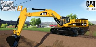 Farming Simulator 19 - CATERPILLAR 390F Excavator Digs A Large Trench