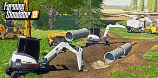 DIGGING SEWER PIPING FOR A MOBILE HOME PARK! (USING EXCAVATORS) | FARMING SIMULATOR 2019