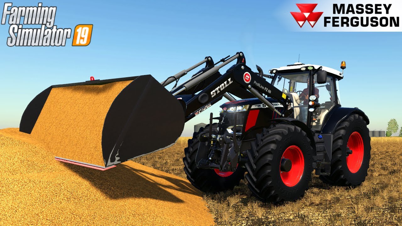 Farming Simulator 19 - MASSEY FERGUSON 7700S Tractor Front End Loader Loading Wheat