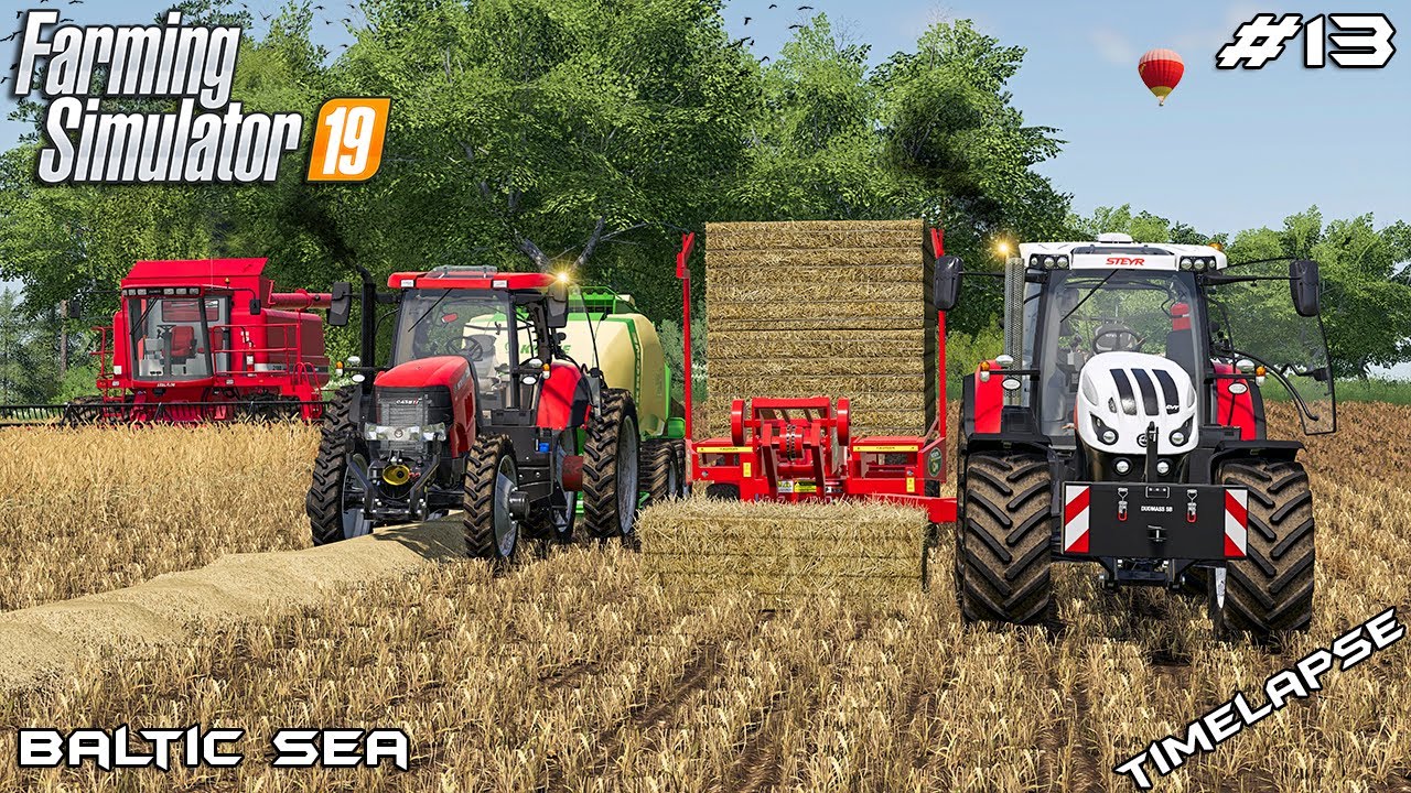 Harvesting, baling and collecting bales | Animals on Baltic Sea | Farming Simulator 19 | Episode 13