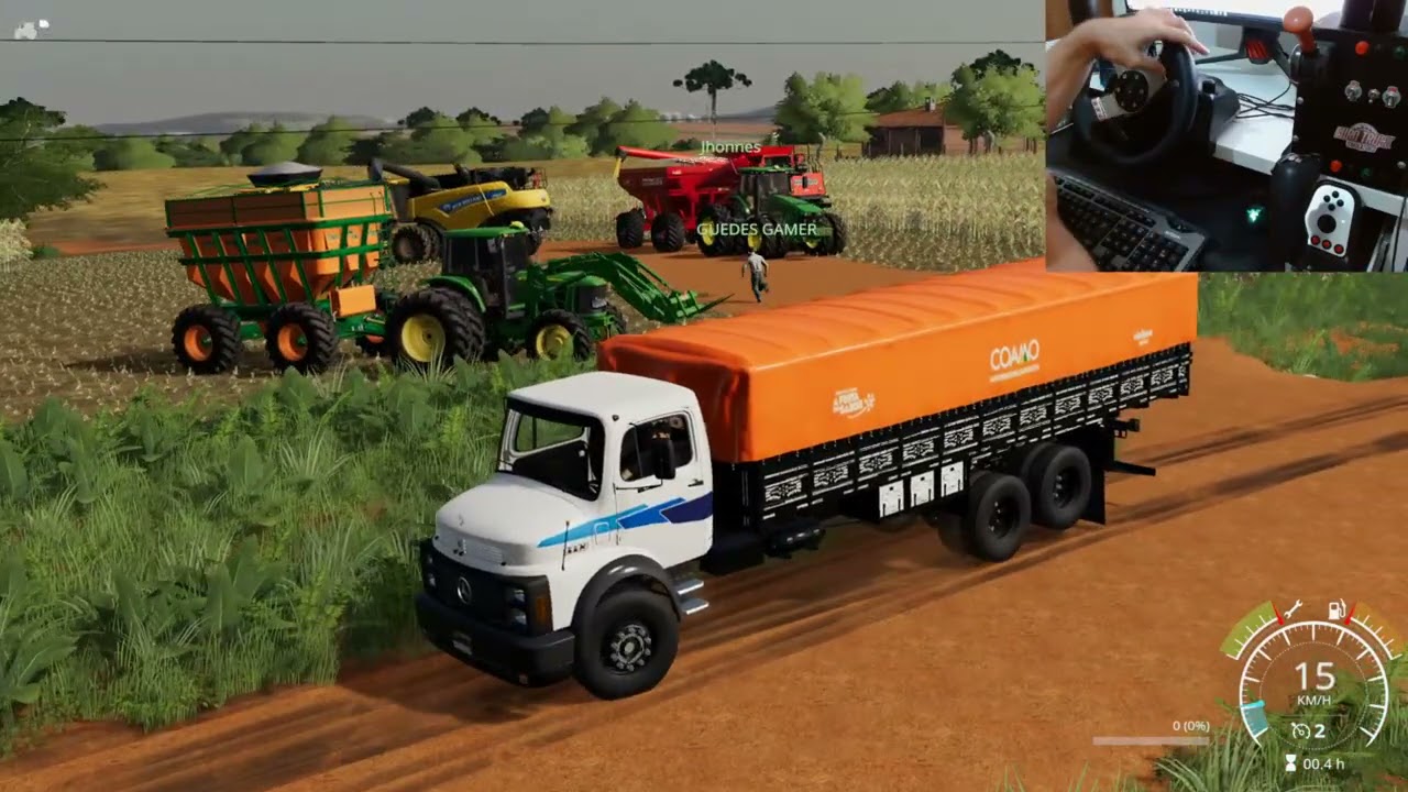 COLHEITA DO MILHO COM 4 COLHEITADEIRAS E 2 BAZUCAS - FARMING 19 ONLINE