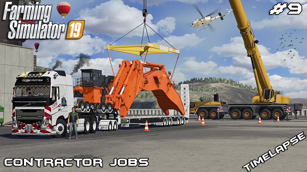 Transporting EXCAVATOR in PARTS with CHATA | Contractor Jobs | Farming Simulator 19 | Episode 9
